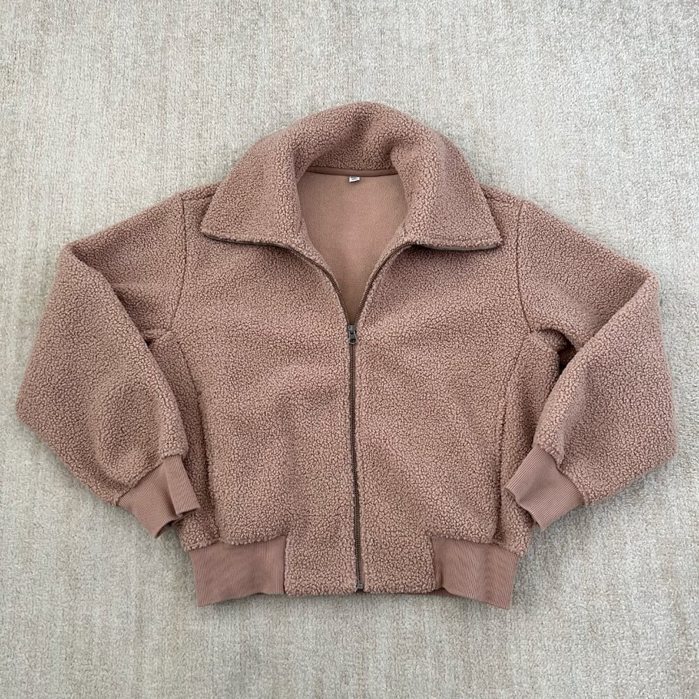 Uniqlo Faux Fur Sherpa Teddy Zip Up Bomber Jacket M